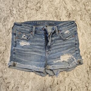 American Eagle Outfitters Light Blue Ripped Jean Shorts